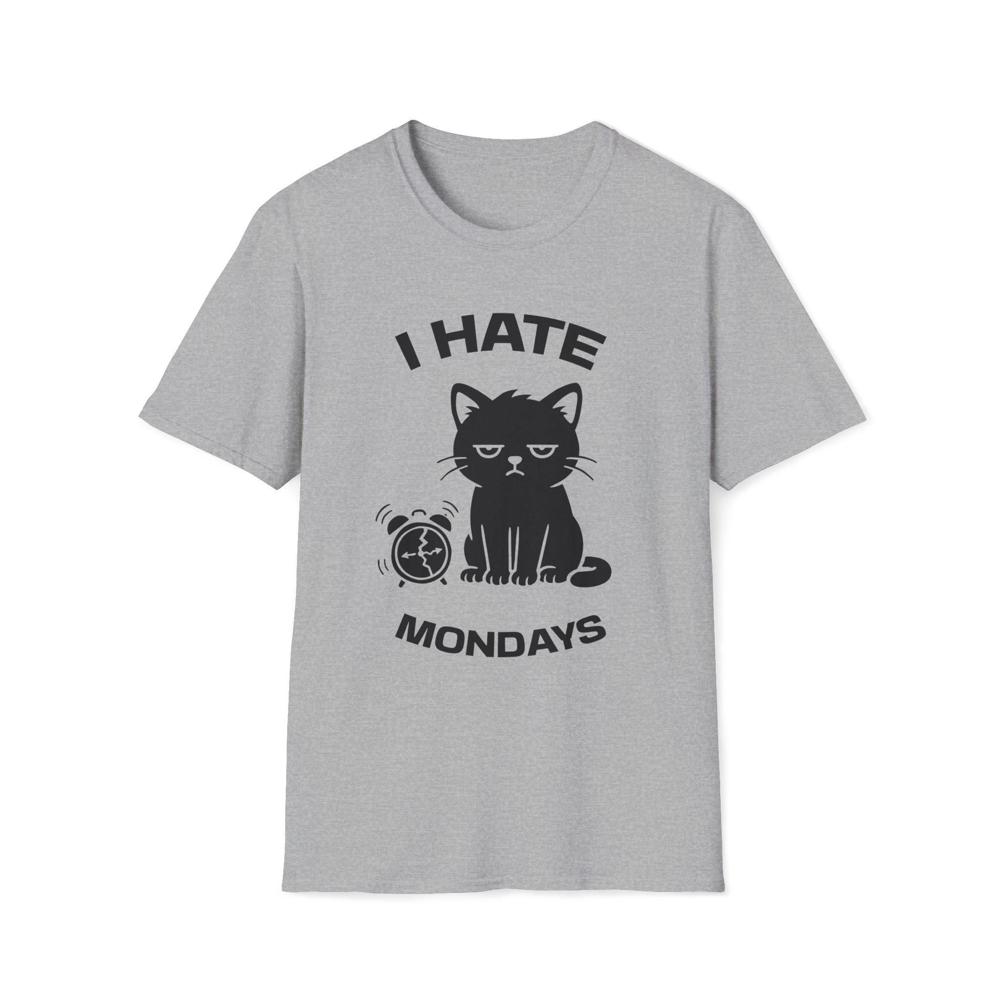 T-Shirt — 'I HATE MONDAYS ' Tired Cat Graphic Tee (Tired jokes)