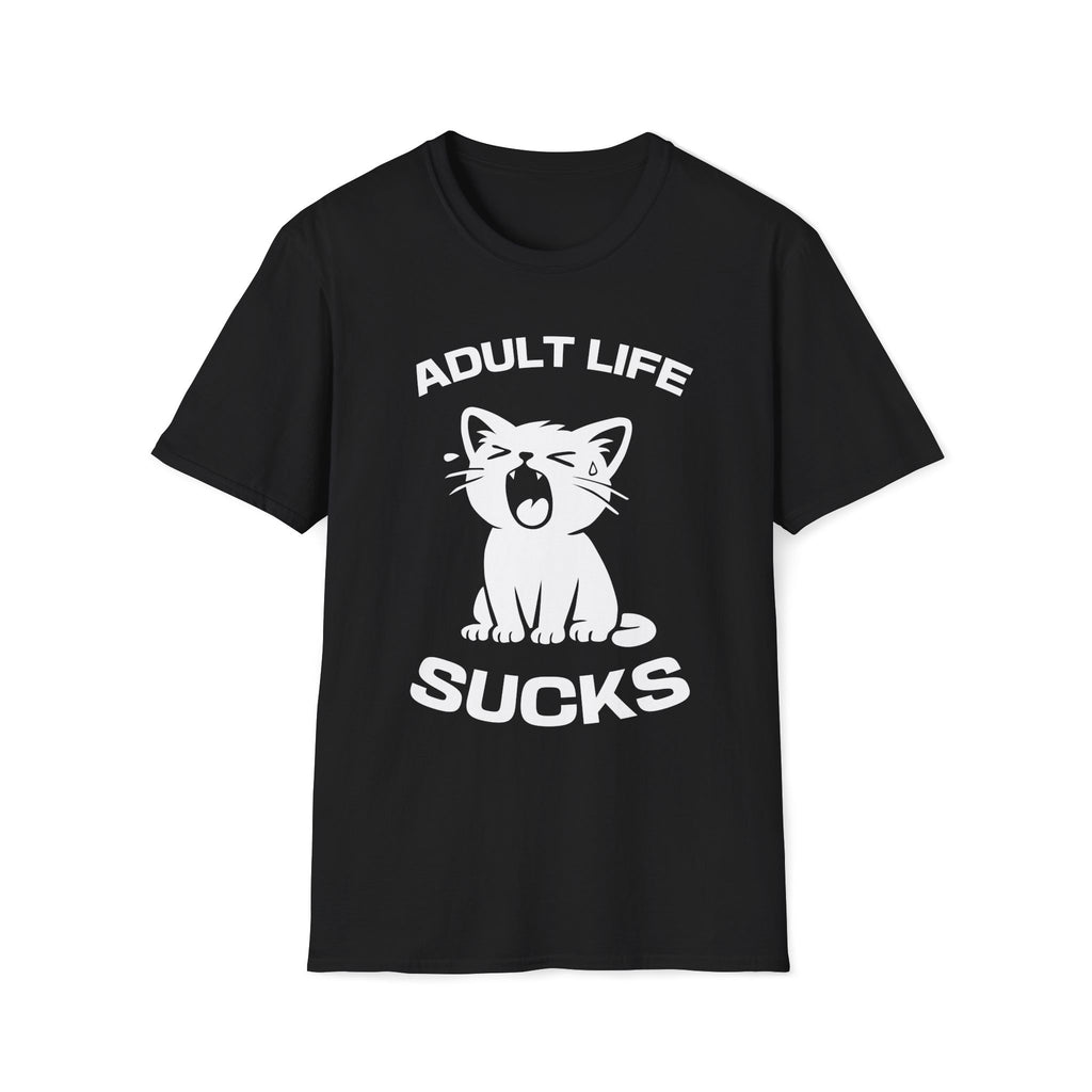 T-Shirt — 'Adult Life Sucks ' Tired Cat Graphic Tee (Tired jokes)