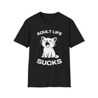 T-Shirt — 'Adult Life Sucks ' Tired Cat Graphic Tee (Tired jokes)