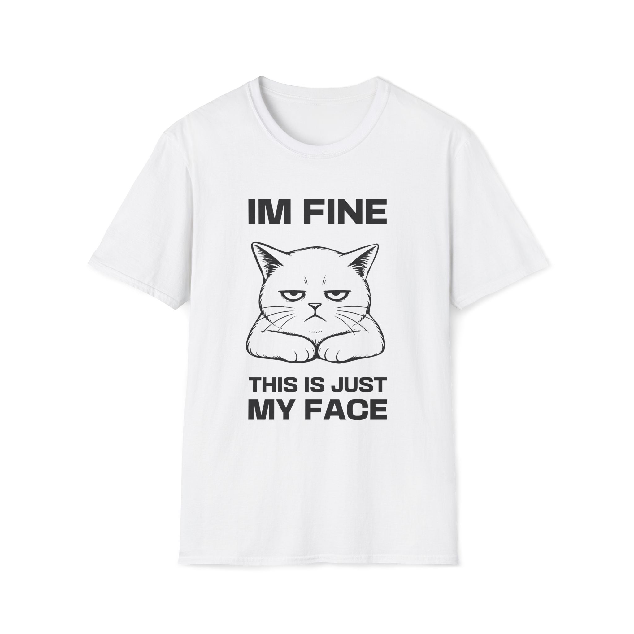 T-Shirt — 'IM FINE' Tired Cat Graphic Tee (This Is Just My Face)