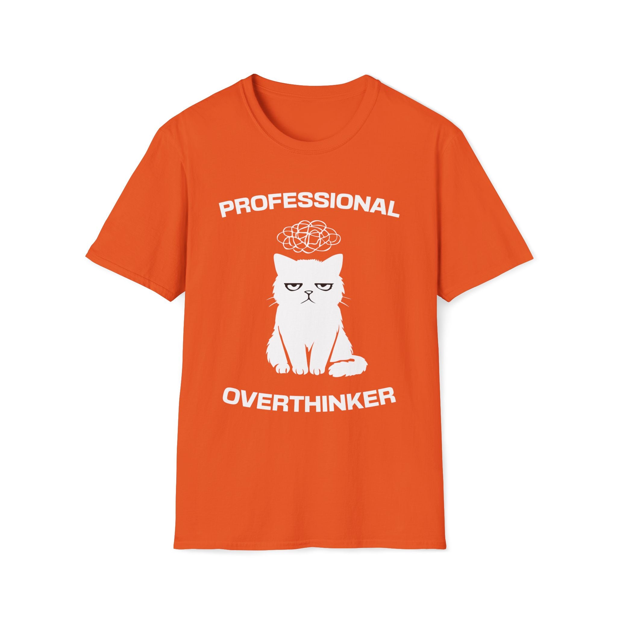 T-Shirt — 'Professional Overthinker' Tired Cat Graphic Tee (Tired jokes)