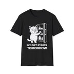 T-Shirt — 'My Diet Starts Tomorrow' Tired Cat Graphic Tee (Tired jokes)