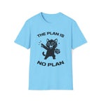 T-Shirt — 'The Plan Is No Plan' Tired Cat Graphic Tee (Tired jokes)