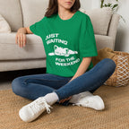 T-Shirt — 'JUST WAITING FOR THE WEEKEND' Tired Cat Graphic Tee (Tired jokes)