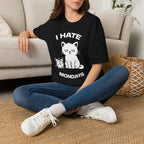 T-Shirt — 'I HATE MONDAYS ' Tired Cat Graphic Tee (Tired jokes)