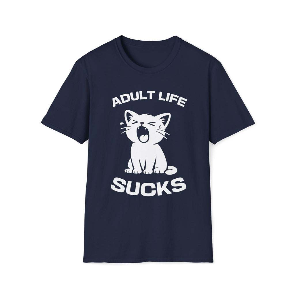 T-Shirt — 'Adult Life Sucks ' Tired Cat Graphic Tee (Tired jokes)