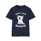 T-Shirt — 'Adult Life Sucks ' Tired Cat Graphic Tee (Tired jokes)