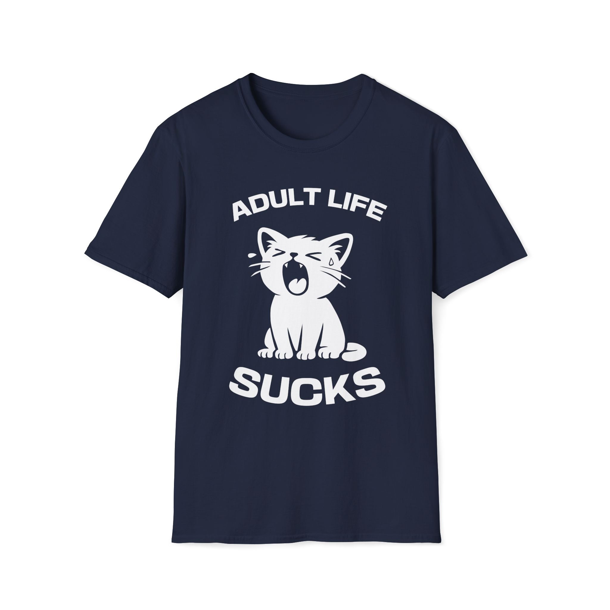 T-Shirt — 'Adult Life Sucks ' Tired Cat Graphic Tee (Tired jokes)