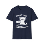 T-Shirt — 'ADULT LIFE DO NOT RECOMMEND' Tired Cat Graphic Tee (Tired jokes)