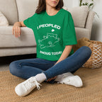 T-Shirt — 'I Peopled Enough Today' Tired Cat Graphic Tee (Tired jokes)