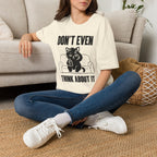 T-Shirt — 'Don't Even Think About It' Tired Cat Graphic Tee (Tired jokes)