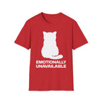 T-Shirt — 'Emotionally Unavailable' Tired Cat Graphic Tee (Tired jokes)