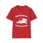 T-Shirt — 'Existing is Exhausthing ' Tired Cat Graphic Tee (Tired jokes)