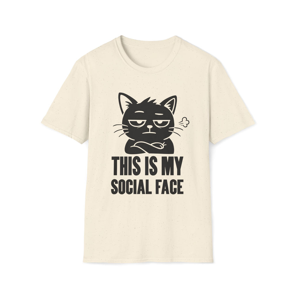 T-Shirt — 'This Is My Social Face' Tired Cat Graphic Tee (Tired jokes)