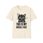 T-Shirt — 'This Is My Social Face' Tired Cat Graphic Tee (Tired jokes)