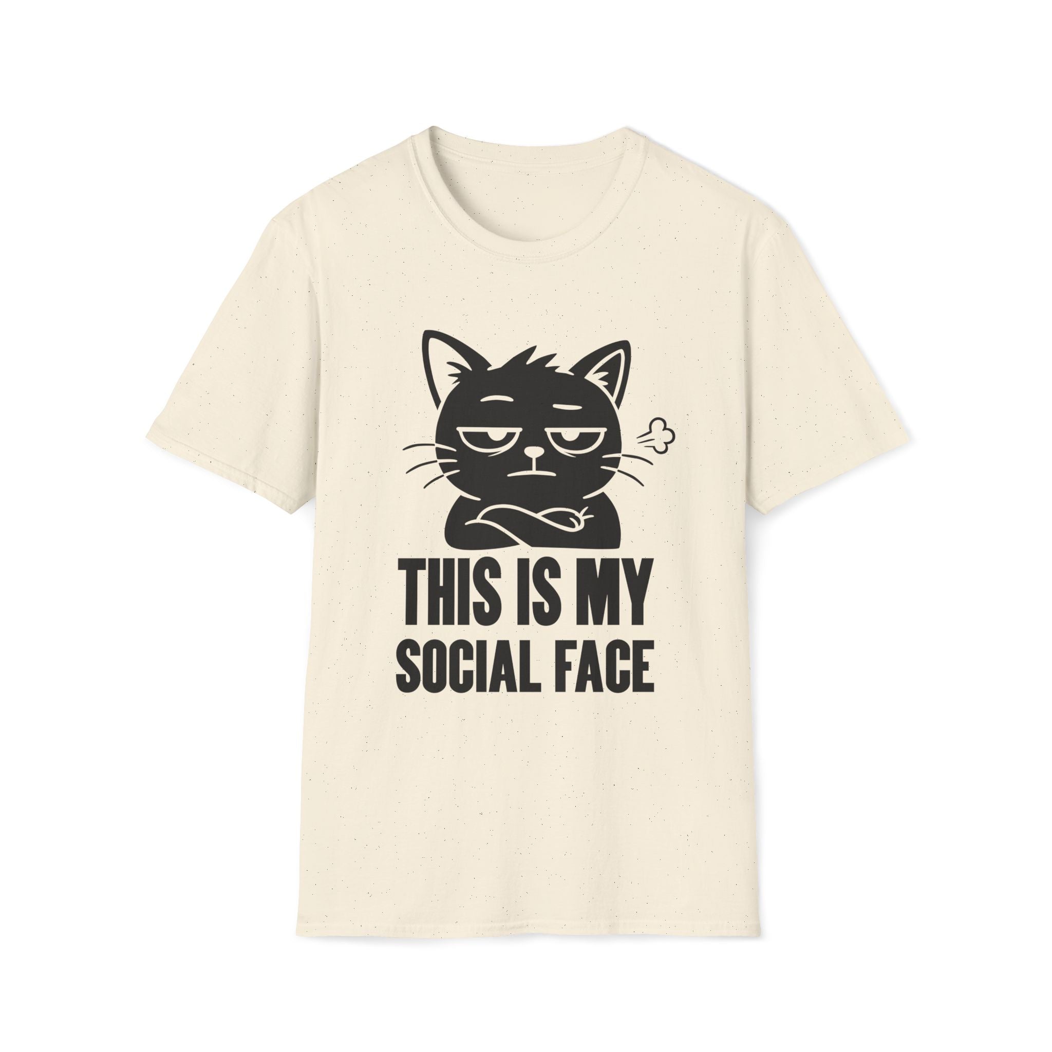 T-Shirt — 'This Is My Social Face' Tired Cat Graphic Tee (Tired jokes)