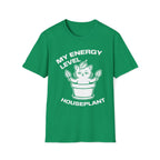 T-Shirt — 'ENERGY LEVEL HOUSEPLANT' Tired Cat Graphic Tee (Tired jokes)