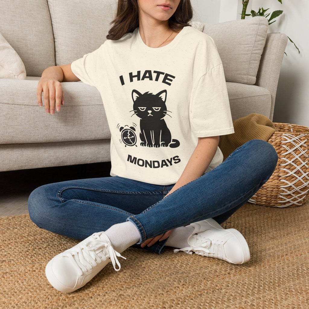 T-Shirt — 'I HATE MONDAYS ' Tired Cat Graphic Tee (Tired jokes)
