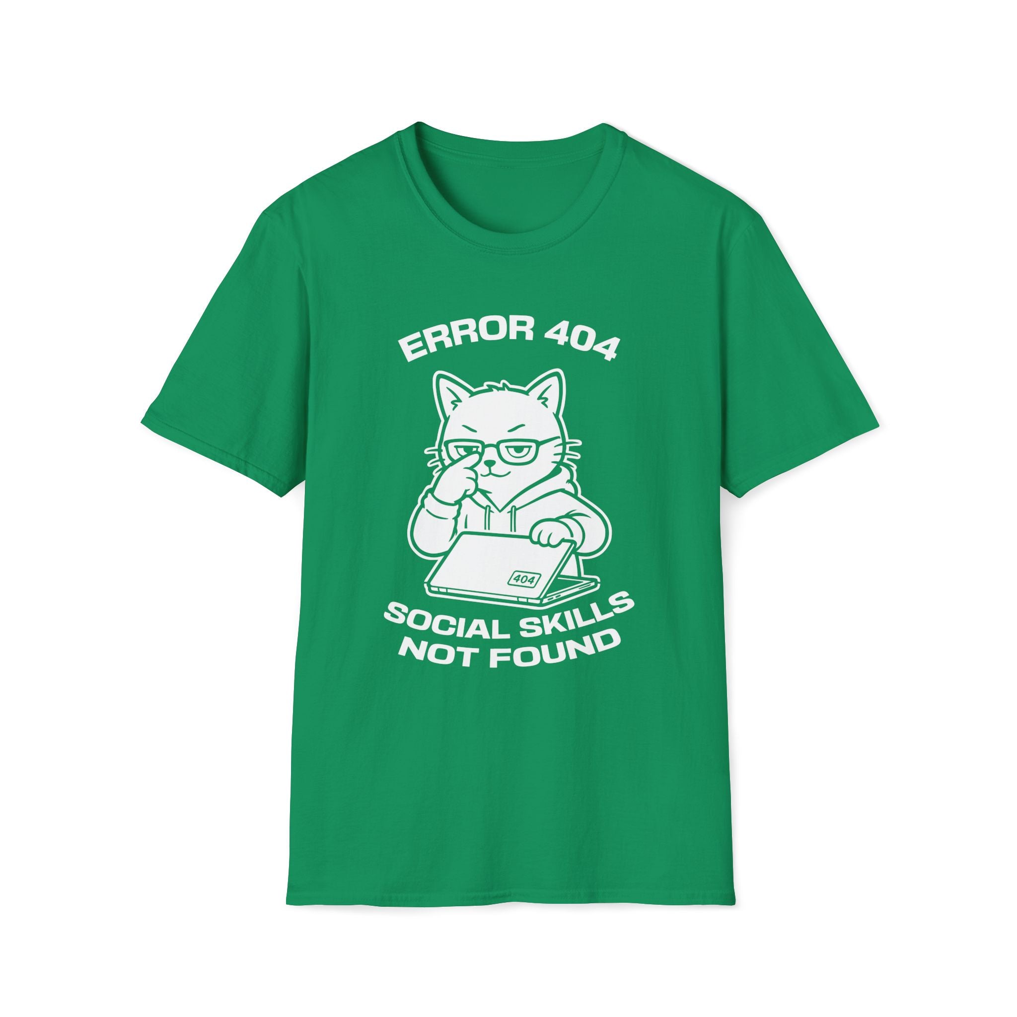 T-Shirt — 'ERROR 404 SOCIAL SKILLS NOT FOUND' Tired Cat Graphic Tee (Tired jokes)