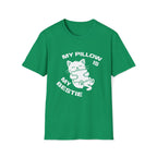 T-Shirt — 'My Pillow Is My Bestie' Tired Cat Graphic Tee (Tired jokes)