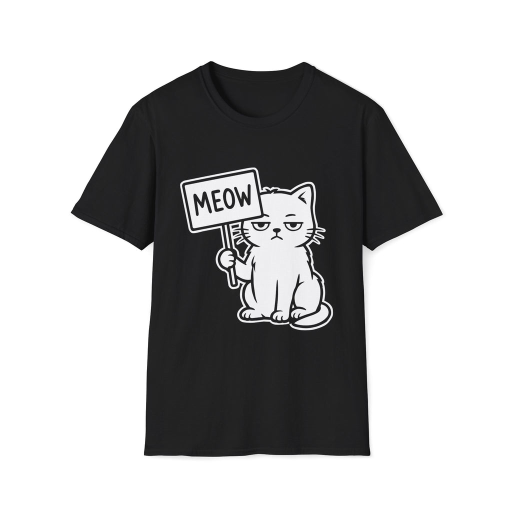 T-Shirt — 'MEOW' Tired Cat Graphic Tee (Tired jokes)