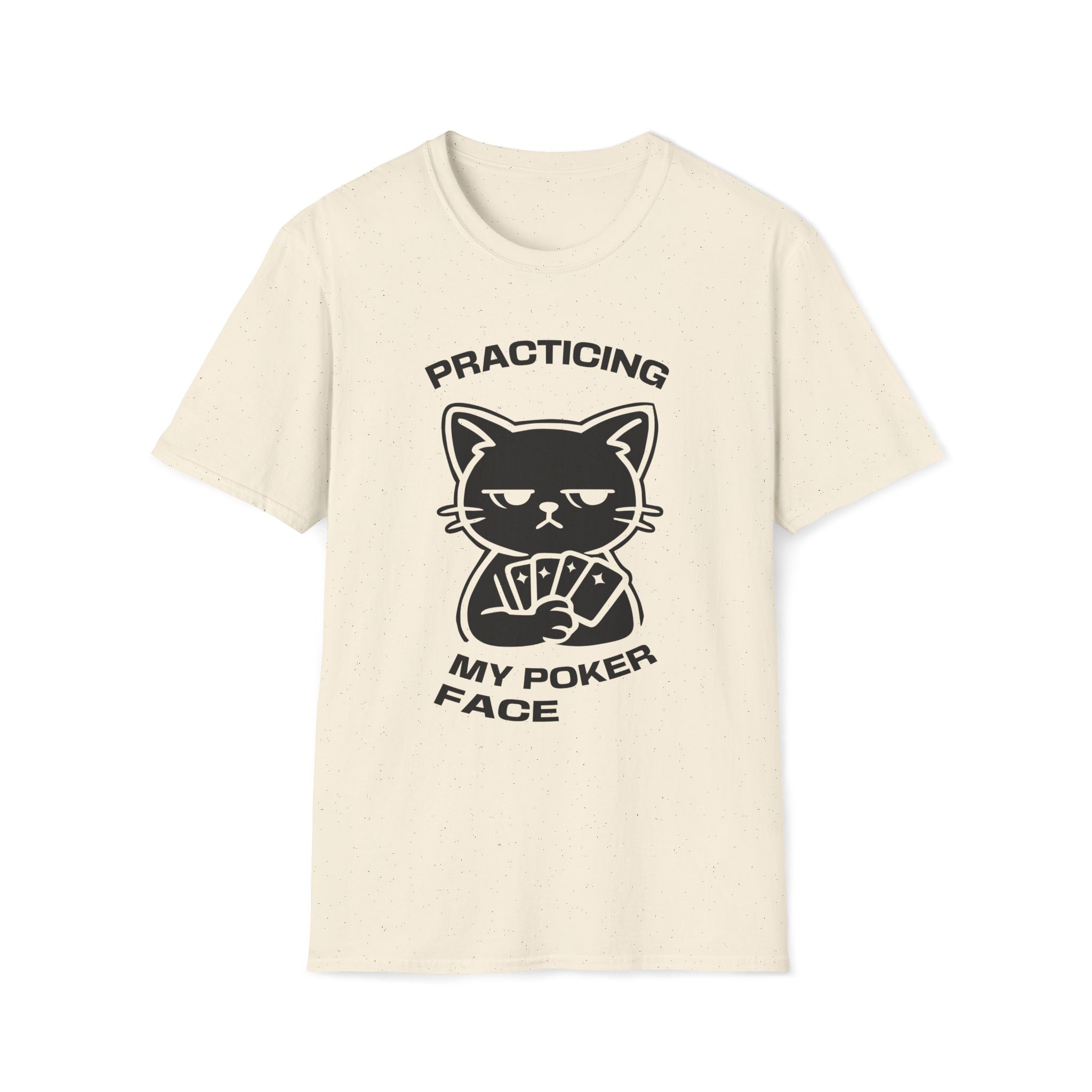 T-Shirt — 'PRACTICING MY POKER FACE' Tired Cat Graphic Tee (Tired jokes)