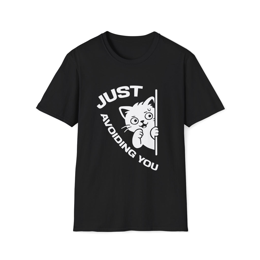 T-Shirt — 'Just Avoiding You' Tired Cat Graphic Tee (Tired jokes)