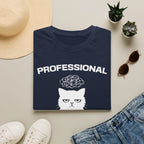 T-Shirt — 'Professional Overthinker' Tired Cat Graphic Tee (Tired jokes)