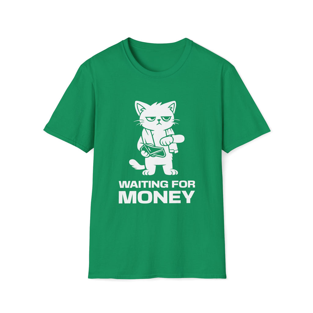 T-Shirt — 'WAITING FOR MONEY' Tired Cat Graphic Tee (Tired jokes)