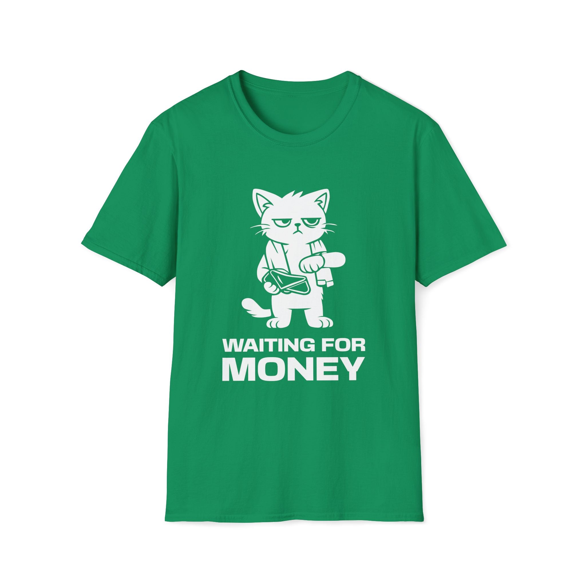 T-Shirt — 'WAITING FOR MONEY' Tired Cat Graphic Tee (Tired jokes)
