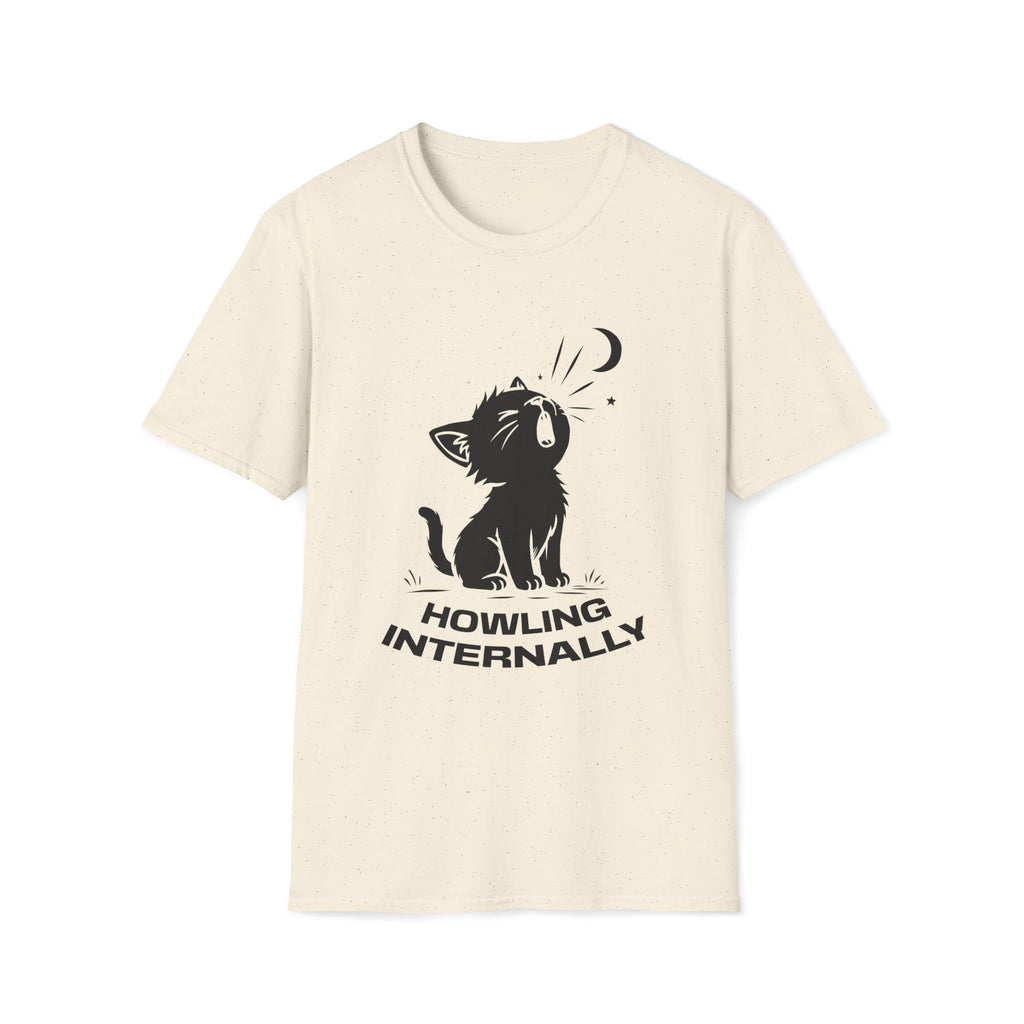 T-Shirt — 'HOWLING INTERNALLY' Tired Cat Graphic Tee (Tired jokes)