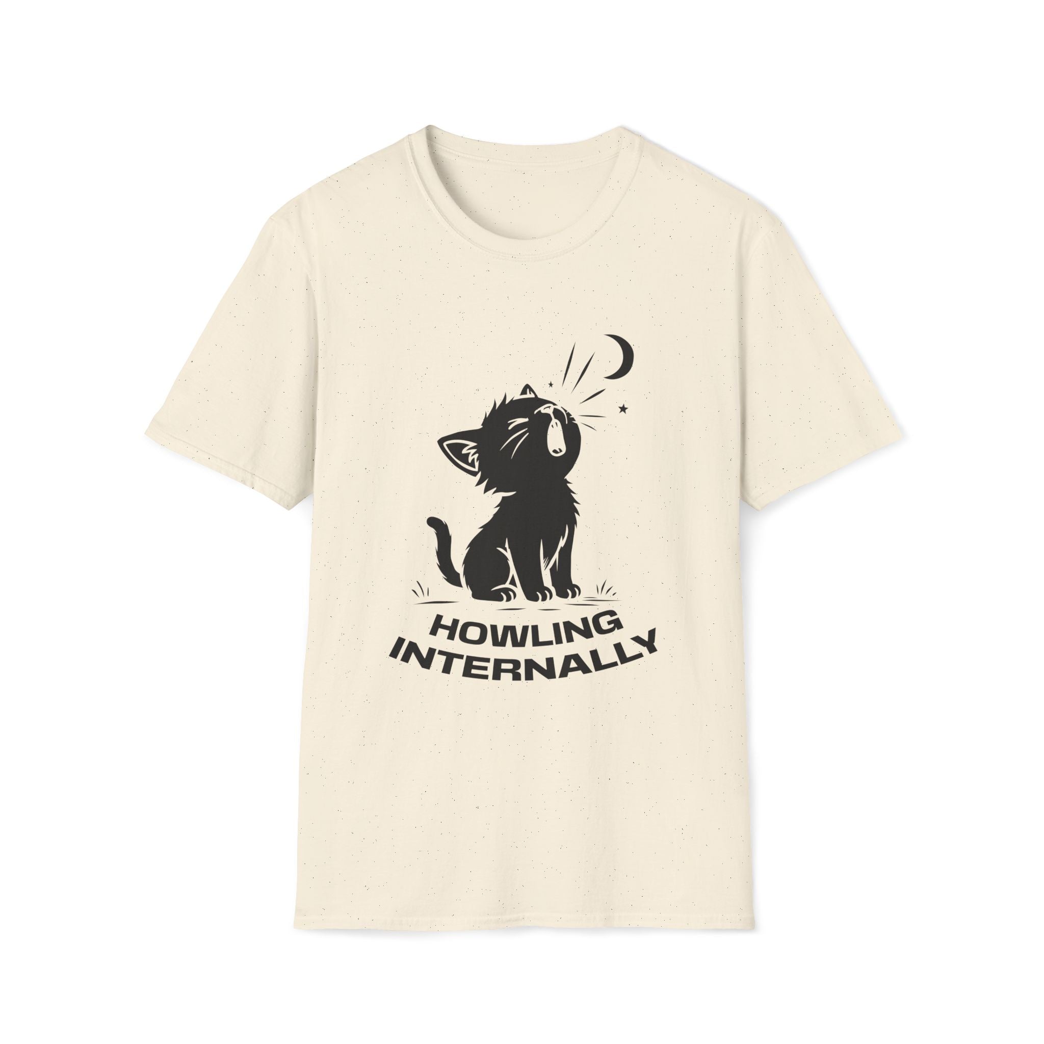 T-Shirt — 'HOWLING INTERNALLY' Tired Cat Graphic Tee (Tired jokes)