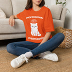 T-Shirt — 'Professional Overthinker' Tired Cat Graphic Tee (Tired jokes)