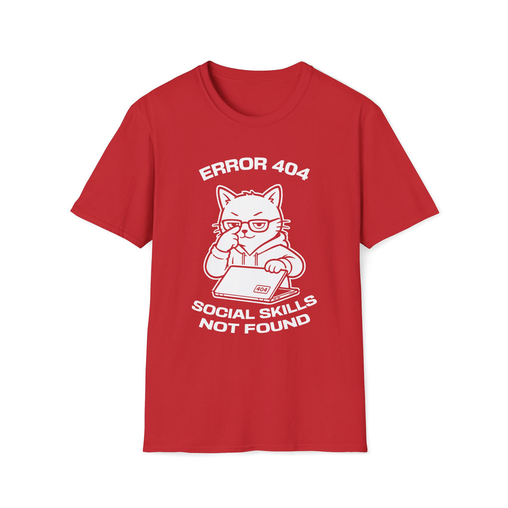 T-Shirt — 'ERROR 404 SOCIAL SKILLS NOT FOUND' Tired Cat Graphic Tee (Tired jokes)