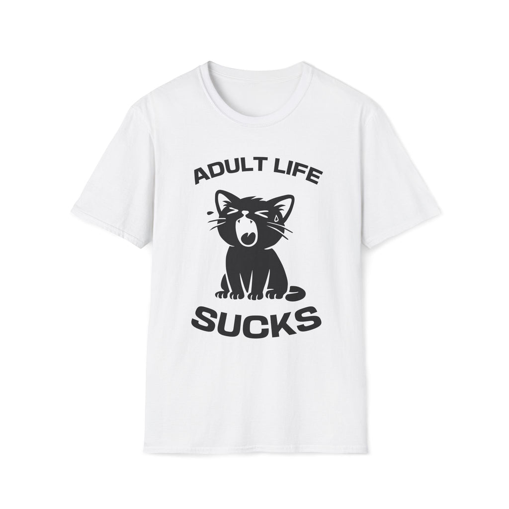 T-Shirt — 'Adult Life Sucks ' Tired Cat Graphic Tee (Tired jokes)