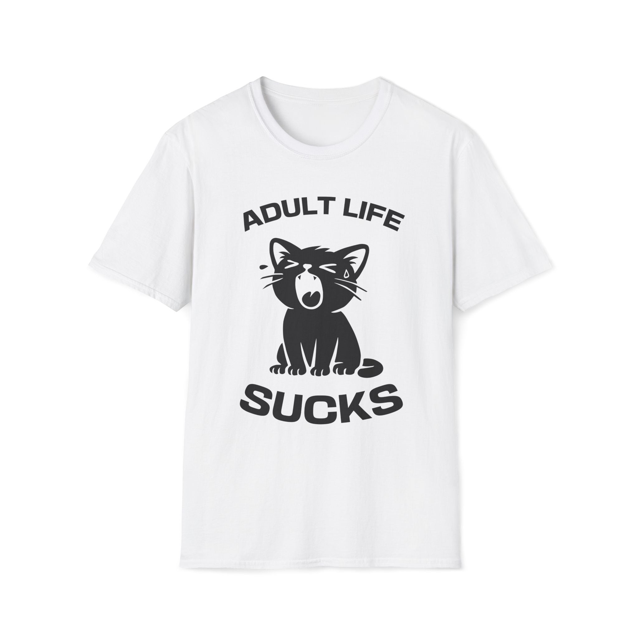 T-Shirt — 'Adult Life Sucks ' Tired Cat Graphic Tee (Tired jokes)