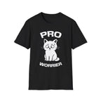 T-Shirt — 'Pro Worrier' Tired Cat Graphic Tee (Tired jokes)