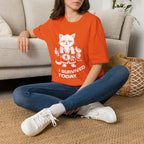 T-Shirt — 'I SURVIVED TODAY' Tired Cat Graphic Tee (Tired jokes)