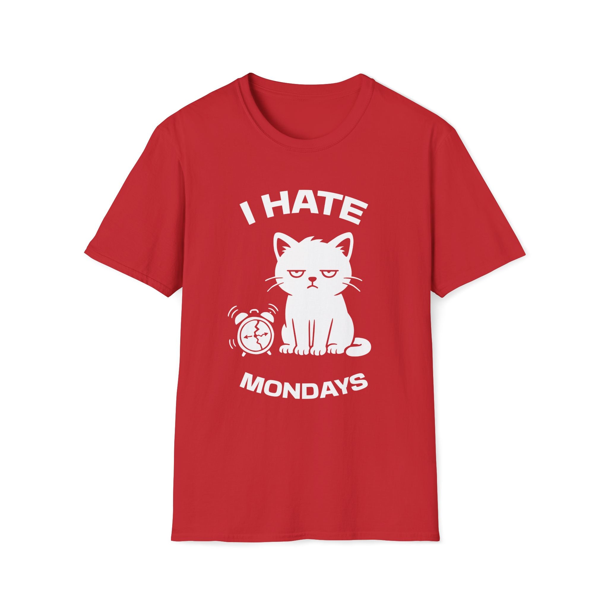 T-Shirt — 'I HATE MONDAYS ' Tired Cat Graphic Tee (Tired jokes)