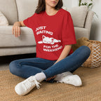 T-Shirt — 'JUST WAITING FOR THE WEEKEND' Tired Cat Graphic Tee (Tired jokes)