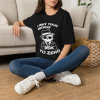 T-Shirt — 'LIMIT YOUR WORDS TO ZERO' Tired Cat Graphic Tee (Tired jokes)