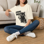 T-Shirt — 'MEOW' Tired Cat Graphic Tee (Tired jokes)