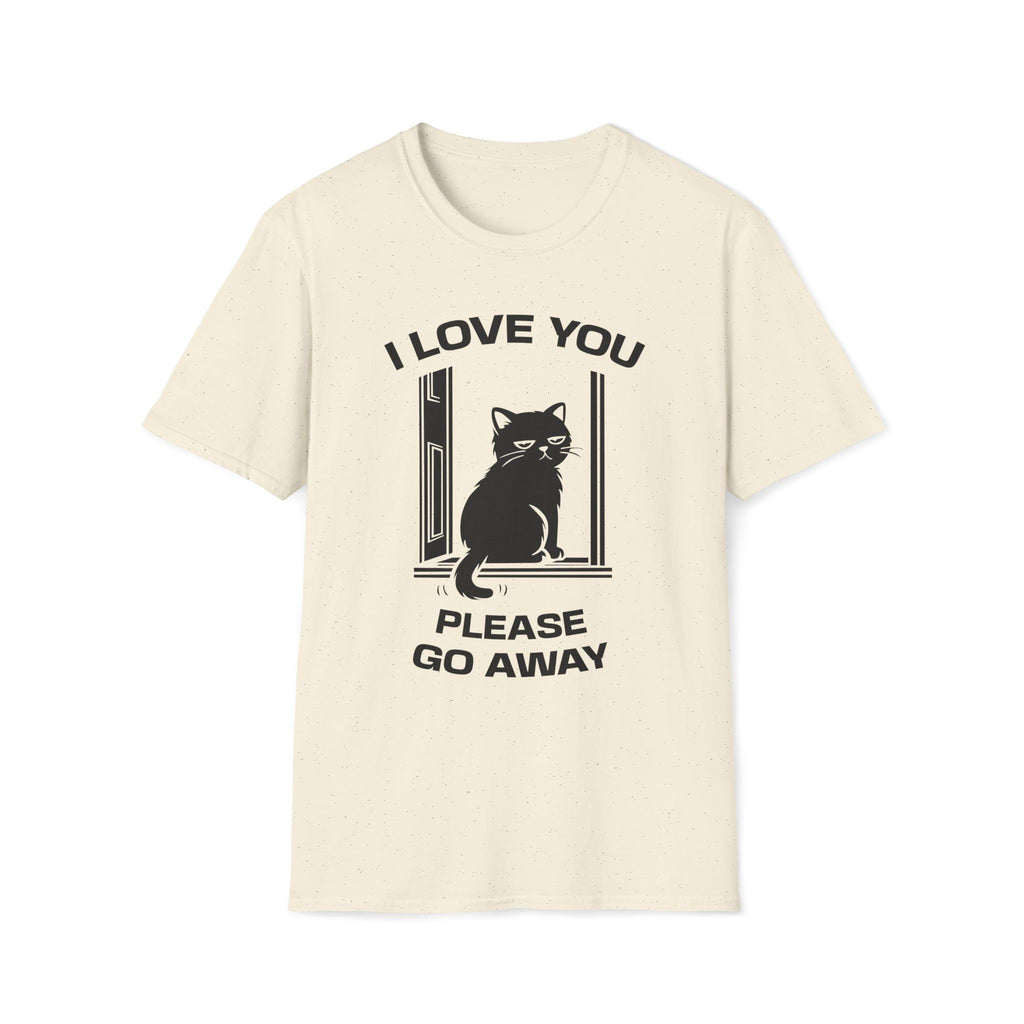 T-Shirt — 'I Love You Please Go Awway' Tired Cat Graphic Tee (Tired jokes)