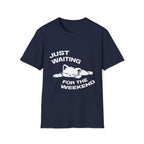 T-Shirt — 'JUST WAITING FOR THE WEEKEND' Tired Cat Graphic Tee (Tired jokes)