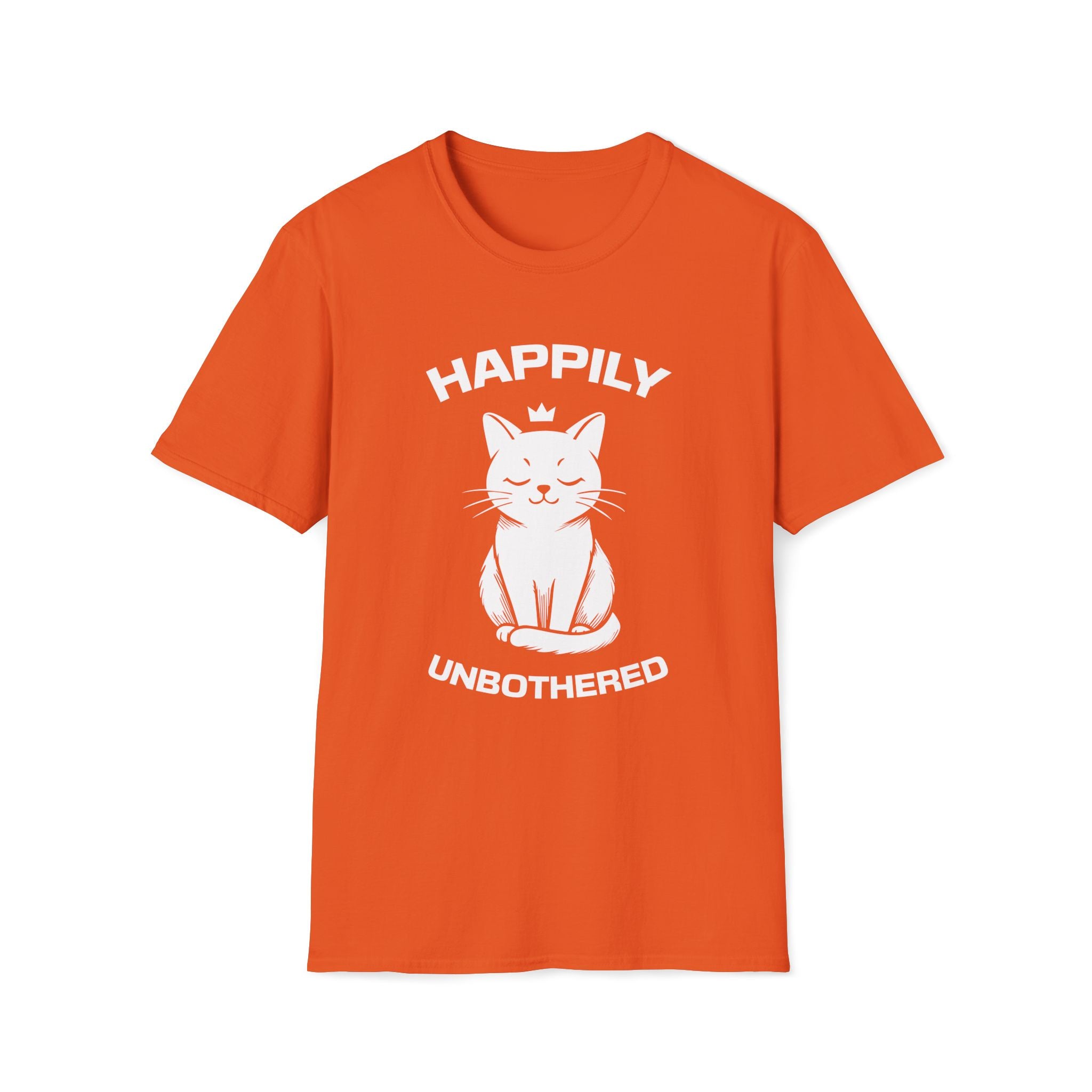 T-Shirt — 'Happily Unbothered' Tired Cat Graphic Tee (Tired jokes)