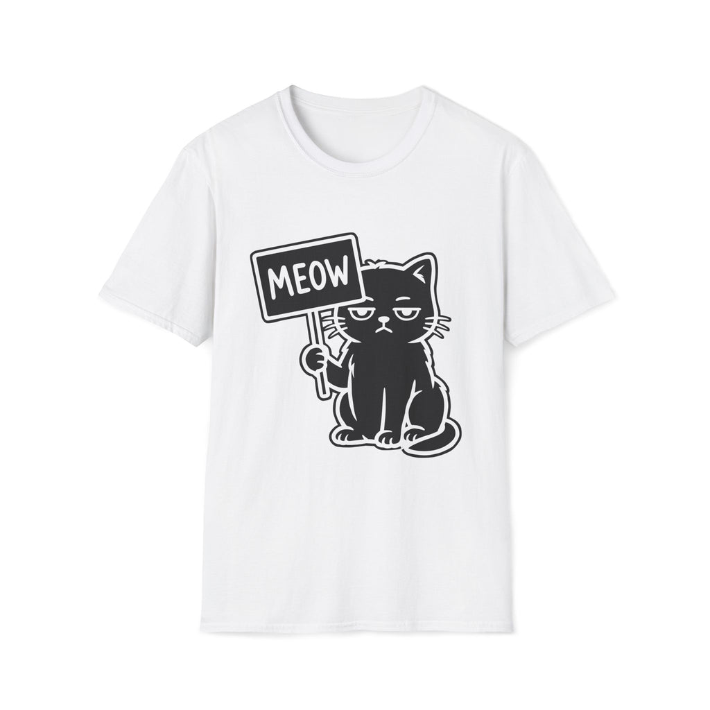 T-Shirt — 'MEOW' Tired Cat Graphic Tee (Tired jokes)