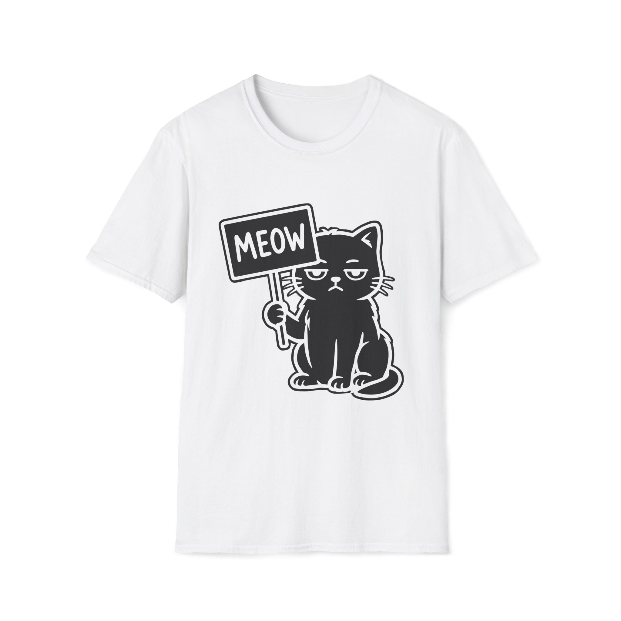 T-Shirt — 'MEOW' Tired Cat Graphic Tee (Tired jokes)