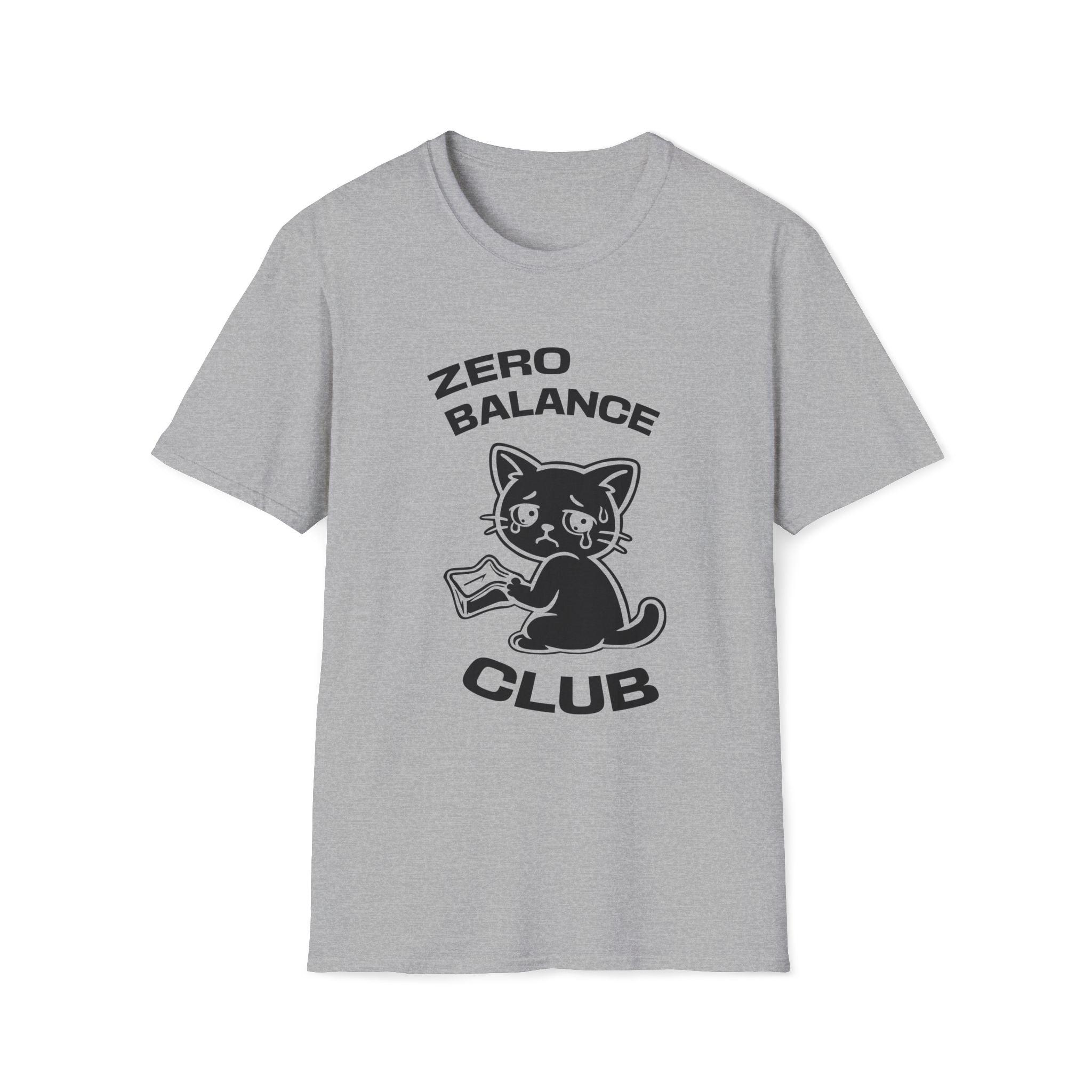 T-Shirt — 'ZERO BALANCE CLUB' Tired Cat Graphic Tee (Tired jokes)
