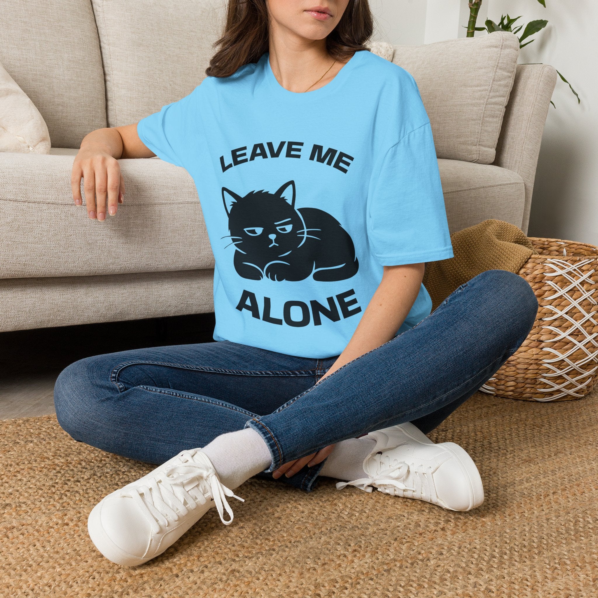 T-Shirt — 'LEAVE ME ALONE' Tired Cat Graphic Tee (Tired jokes)