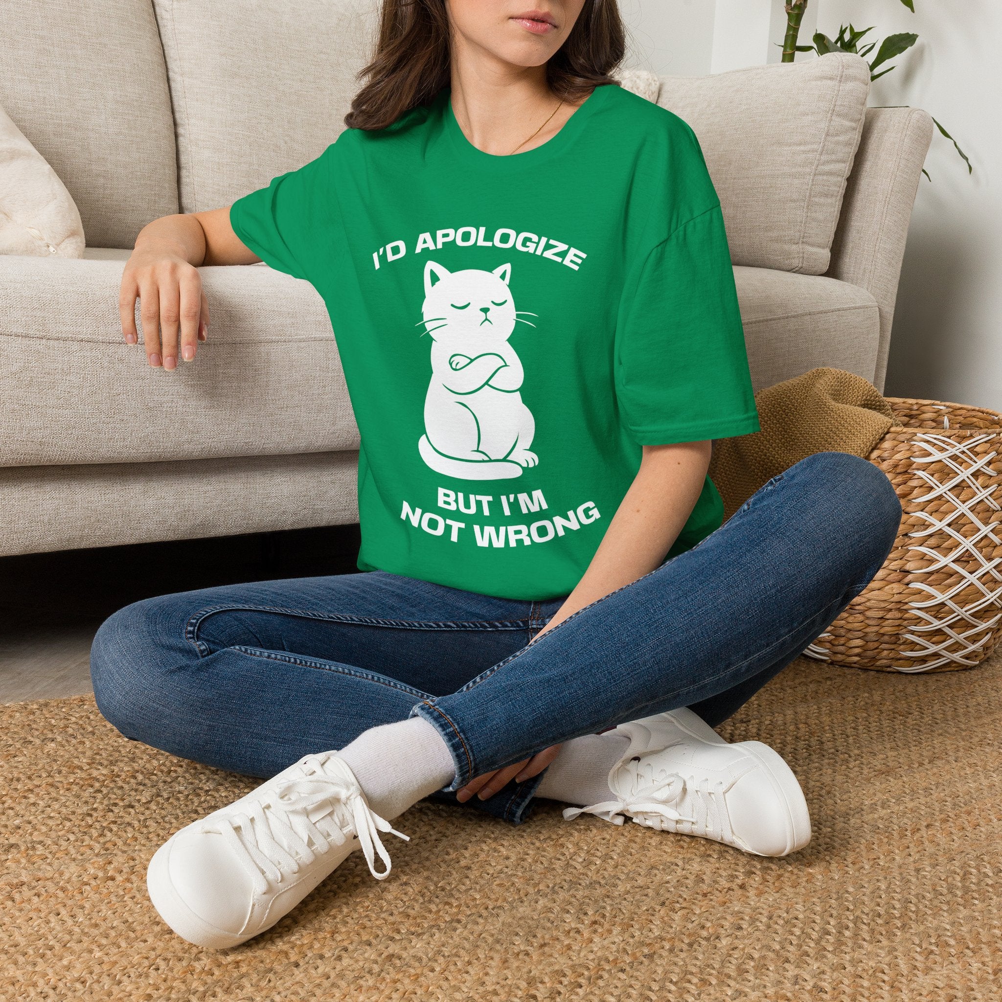 T-Shirt — 'I'd apologize but i'm not wrong' Tired Cat Graphic Tee (Tired jokes)